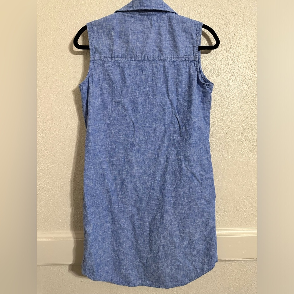 Basic Editions Sleeveless Collared Blue Linen Ble… - image 6